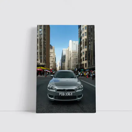 Mitsubishi Lancer Gray City Street Front View