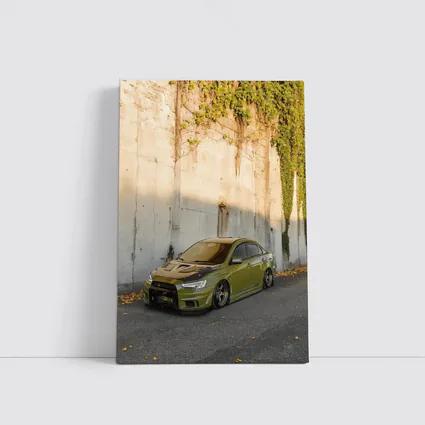 Mitsubishi Lancer Evo Olive Green Street Wall
