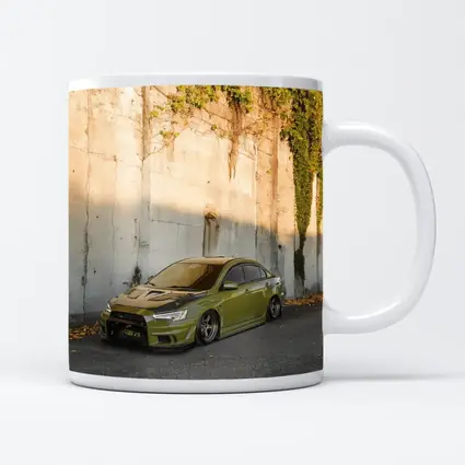 Mitsubishi Lancer Evo Olive Green Street Wall