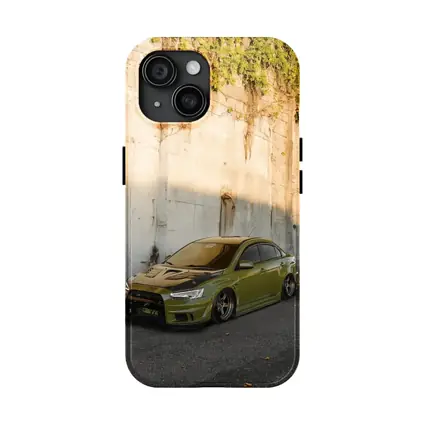 Mitsubishi Lancer Evo Olive Green Street Wall