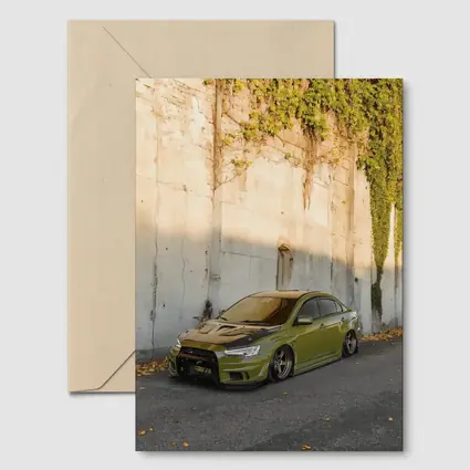 Mitsubishi Lancer Evo Olive Green Street Wall