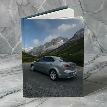 Mitsubishi Lancer Gray Mountain Road Scene