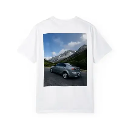 Mitsubishi Lancer Gray Mountain Road Scene