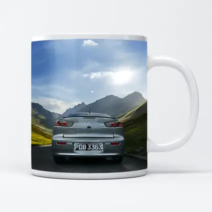 Mitsubishi Lancer Gray Car Mountain Road