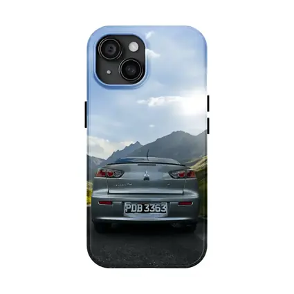 Mitsubishi Lancer Gray Car Mountain Road