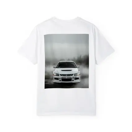 Mitsubishi Lancer Evolution White Foggy Forest
