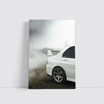 Mitsubishi Lancer Evolution White Fog Drift