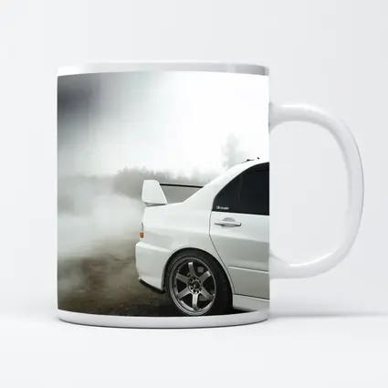 Mitsubishi Lancer Evolution White Fog Drift
