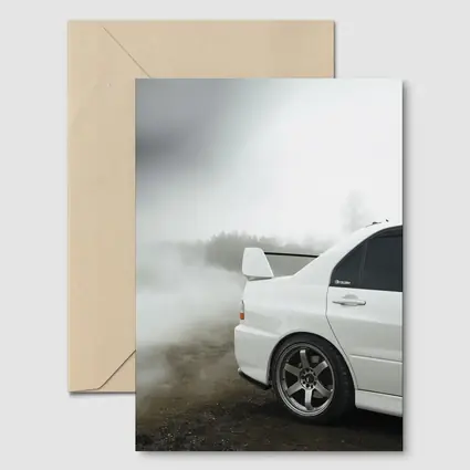 Mitsubishi Lancer Evolution White Fog Drift