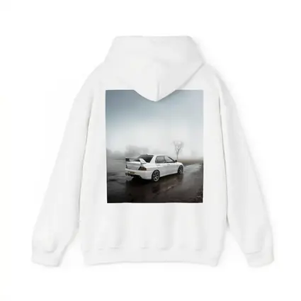 Mitsubishi Lancer Evolution White Foggy Day