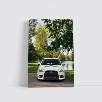 Mitsubishi Lancer Evolution White Park Setting