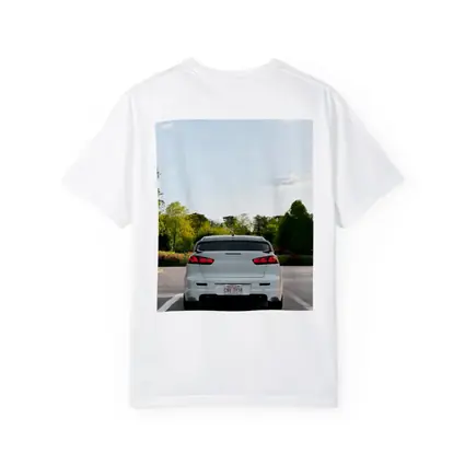Mitsubishi Lancer Evolution White Parking Lot Trees