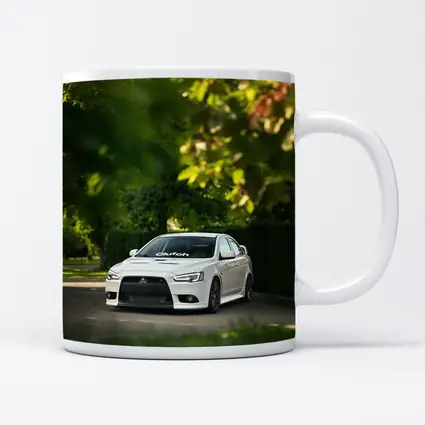Mitsubishi Lancer Evolution White Tree Background