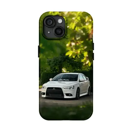 Mitsubishi Lancer Evolution White Tree Background