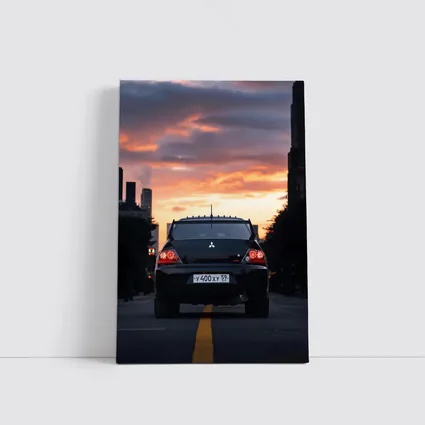 Mitsubishi Lancer Rear City Sunset Street