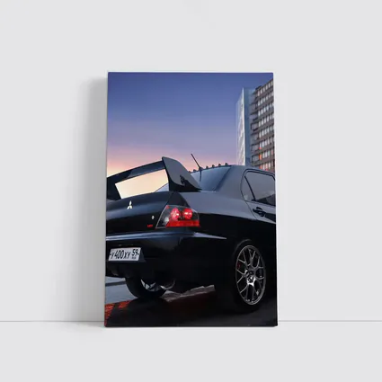 Mitsubishi Lancer Evolution Black City Sunset