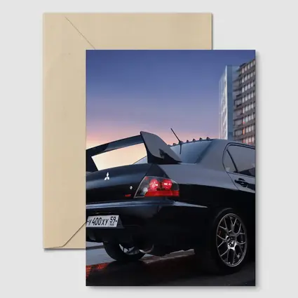 Mitsubishi Lancer Evolution Black City Sunset