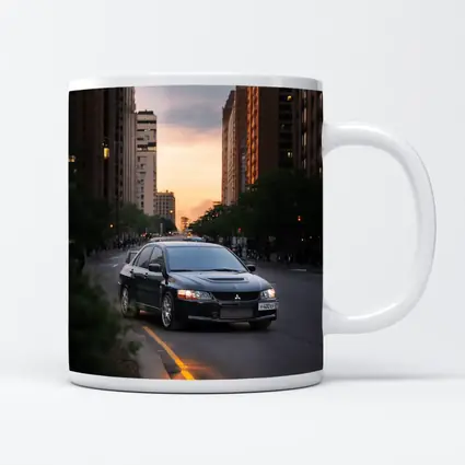 Mitsubishi Lancer Evolution Black City Sunset