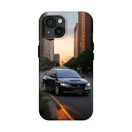 Mitsubishi Lancer Evolution Black City Sunset