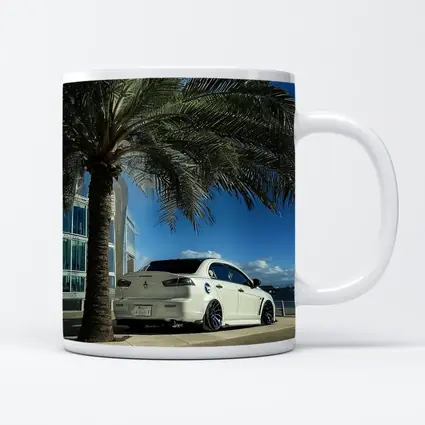Mitsubishi Lancer White Stance City Palm Tree