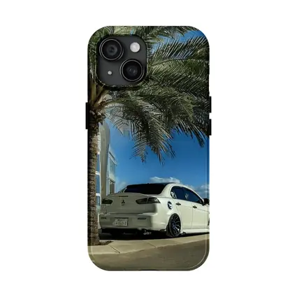 Mitsubishi Lancer White Stance City Palm Tree