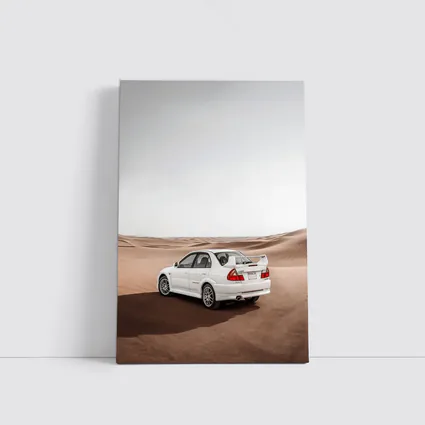 Mitsubishi Lancer Evolution White Desert Dunes