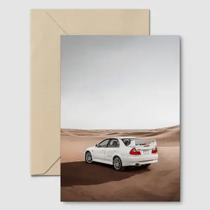 Mitsubishi Lancer Evolution White Desert Dunes