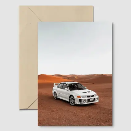 Mitsubishi Lancer Evolution White Desert Dunes