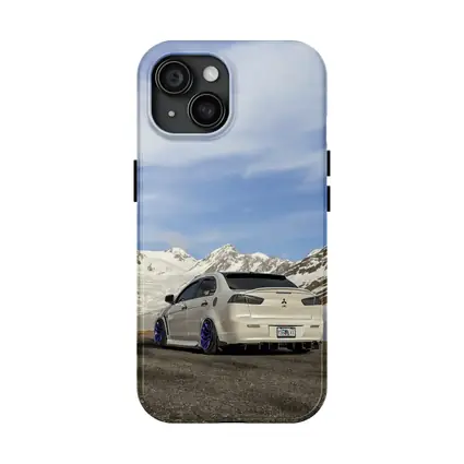 Mitsubishi Lancer Evo White Snowy Mountains