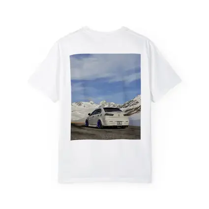 Mitsubishi Lancer Evo White Snowy Mountains