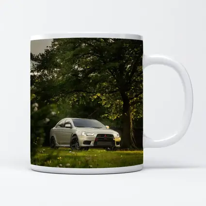 Mitsubishi Lancer Evolution Parked Under Green Trees