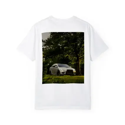 Mitsubishi Lancer Evolution Parked Under Green Trees