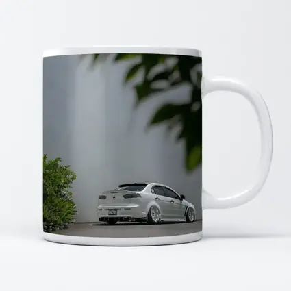 Mitsubishi Lancer White Stance Street Parking