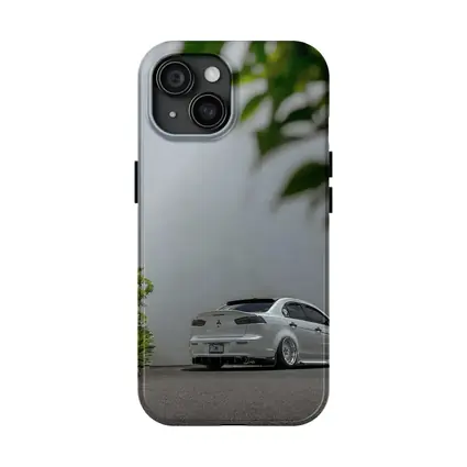 Mitsubishi Lancer White Stance Street Parking