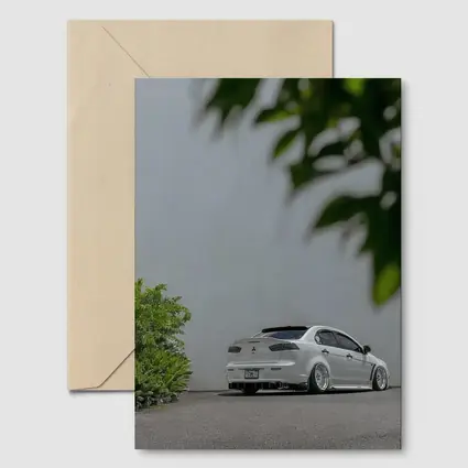 Mitsubishi Lancer White Stance Street Parking