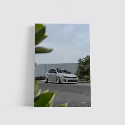Mitsubishi Lancer Bagged White Stance Street