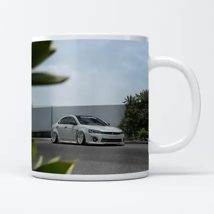 Mitsubishi Lancer Bagged White Stance Street