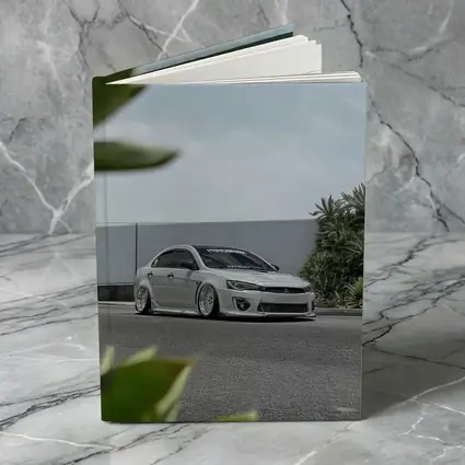 Mitsubishi Lancer Bagged White Stance Street