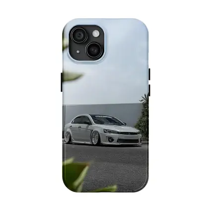 Mitsubishi Lancer Bagged White Stance Street
