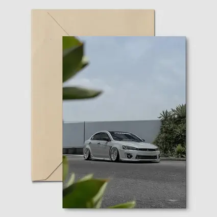Mitsubishi Lancer Bagged White Stance Street