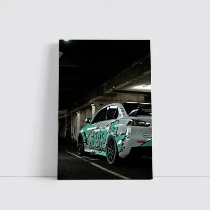 Mitsubishi Lancer Graffiti Wrap Underground Parking