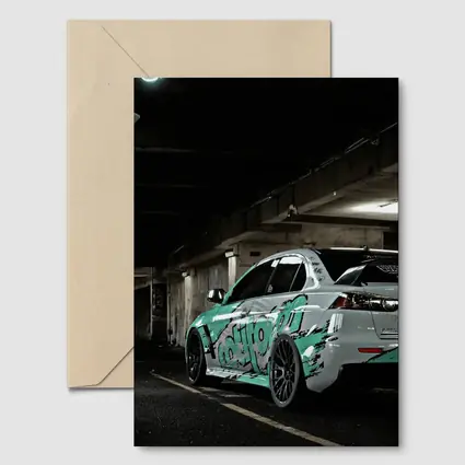 Mitsubishi Lancer Graffiti Wrap Underground Parking