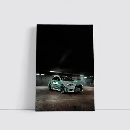 Mitsubishi Lancer Evolution Underground Parking Green Wrap