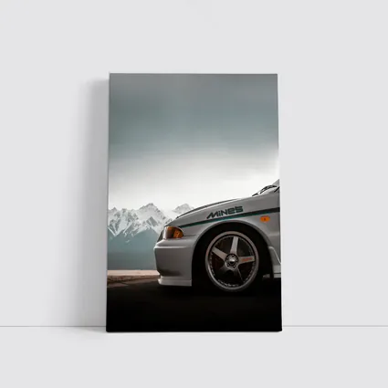 Mitsubishi Lancer Evolution Mountains Gray Sky