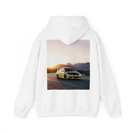 Mitsubishi Lancer Evolution Yellow Mountain Sunset Road