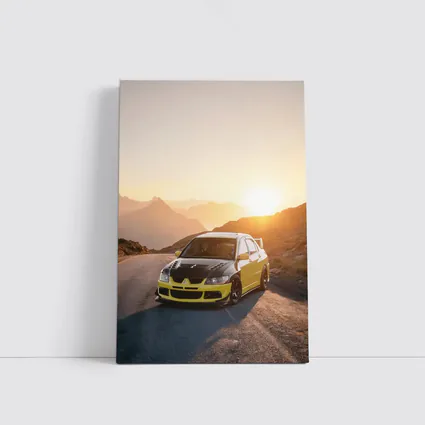 Mitsubishi Lancer Evolution Mountain Sunset Road