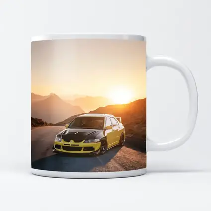 Mitsubishi Lancer Evolution Mountain Sunset Road