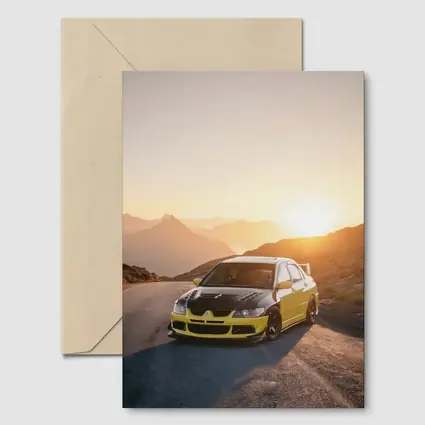 Mitsubishi Lancer Evolution Mountain Sunset Road