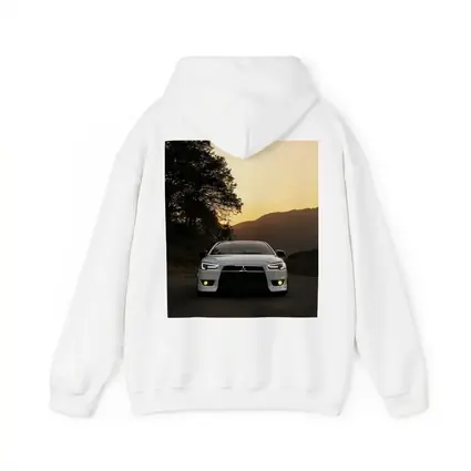 Mitsubishi Lancer White Car Sunset Mountains