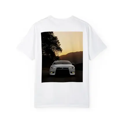 Mitsubishi Lancer White Car Sunset Mountains